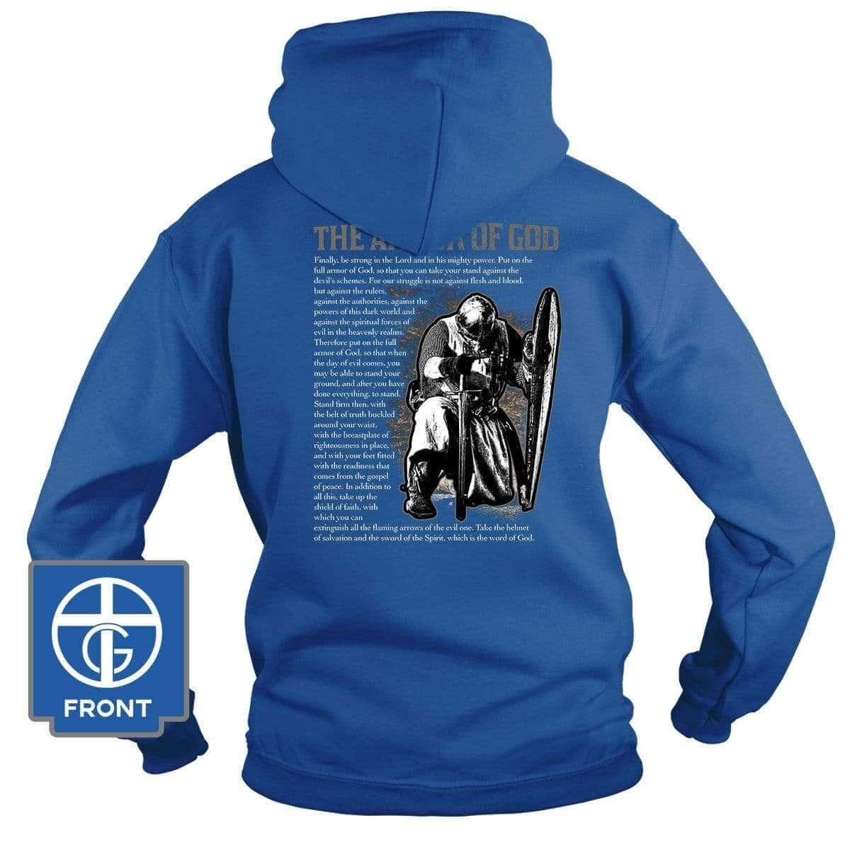 Our True God Apparel Hoodie / Royal Blue / S The Armor Of God (Back Print)