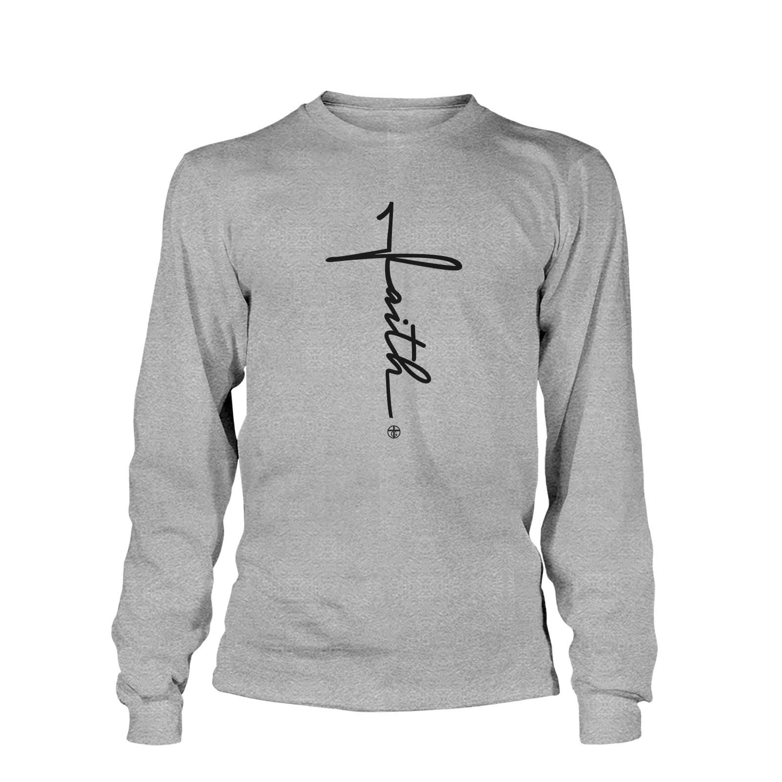 Our True God Apparel Long Sleeves / Grey / S Faith Cross Long Sleeve