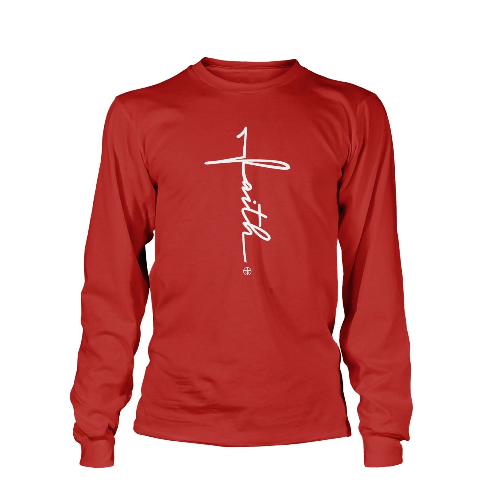 Our True God Apparel Long Sleeves / Red / S Faith Cross Long Sleeve