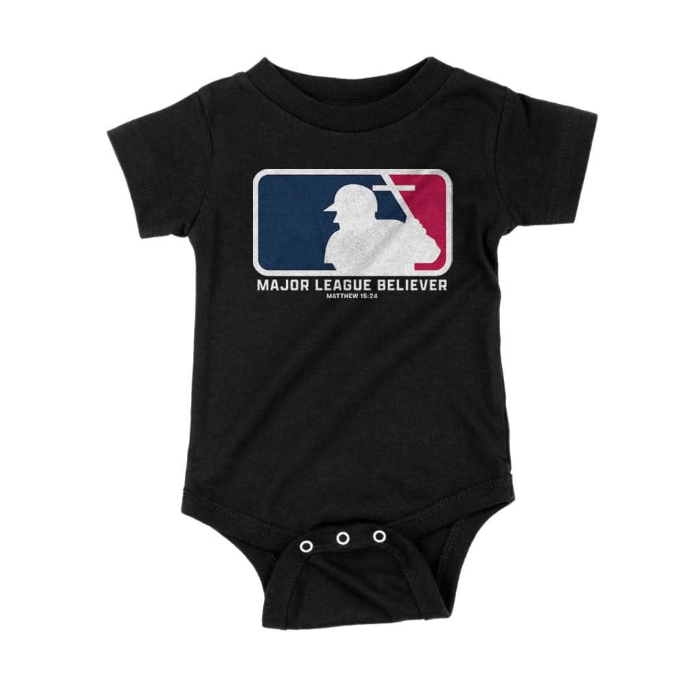 Our True God Apparel Onesie / Black / NB Major League Believer Kids Shirt