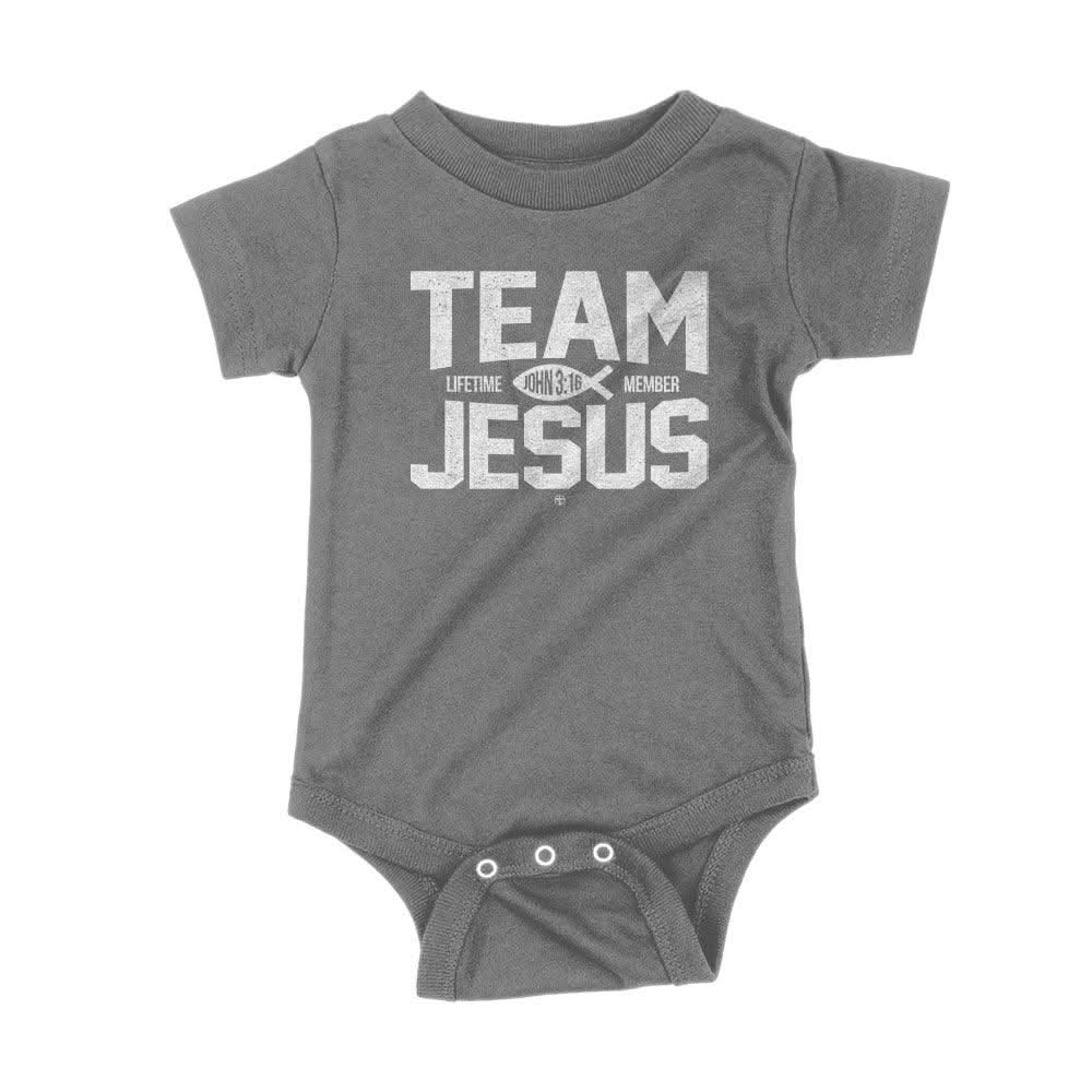 Our True God Apparel Onesie / Charcoal / NB Team Jesus Kids Shirts