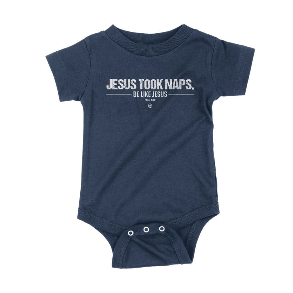 Our True God Apparel Onesie / Navy Blue / NB Jesus Took Naps Kids Shirts