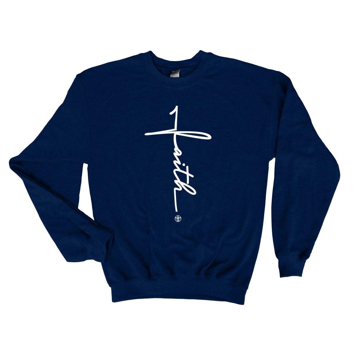 Our True God Apparel Sweatshirt / Navy / S Faith Cross Long Sleeve