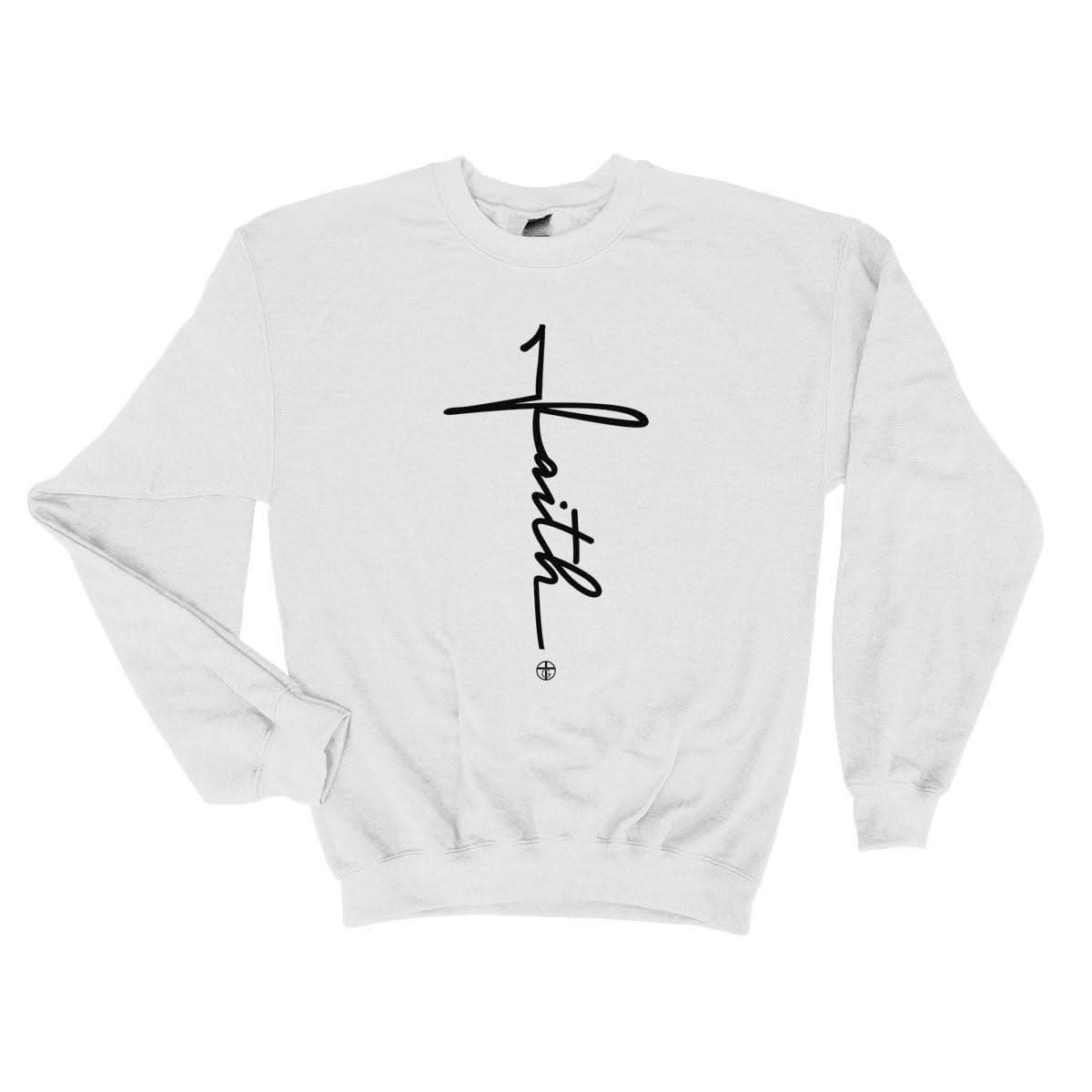 Our True God Apparel Sweatshirt / White / S Faith Cross Long Sleeve