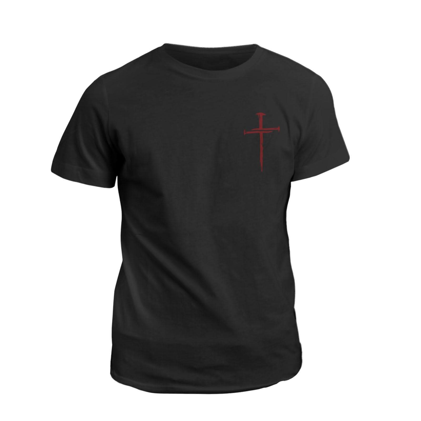 Our True God Apparel T-Shirt / Black / S Nail Cross Maroon Small Logo
