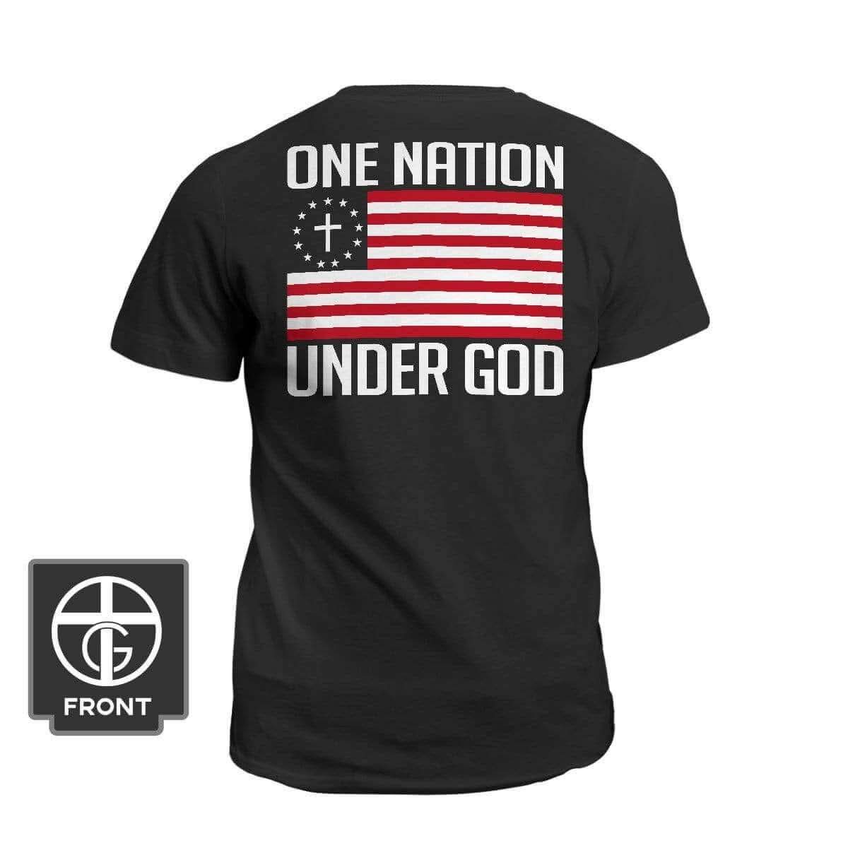 Our True God Apparel T-Shirt / Black / S One Nation Under God T-Shirt - Back-Print Unisex Cotton Tee