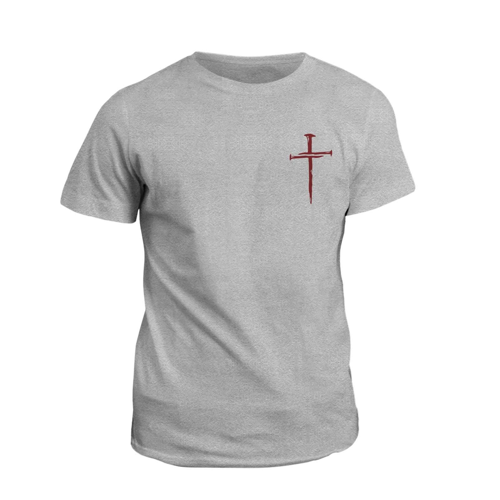 Our True God Apparel T-Shirt / Grey / S Nail Cross Maroon Small Logo