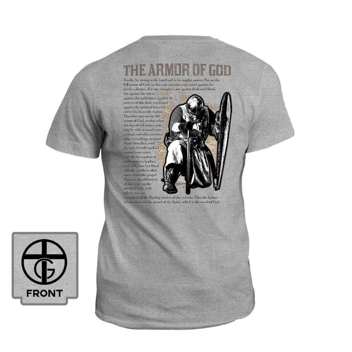 Our True God Apparel T-Shirt / Grey / S The Armor Of God (Back Print)