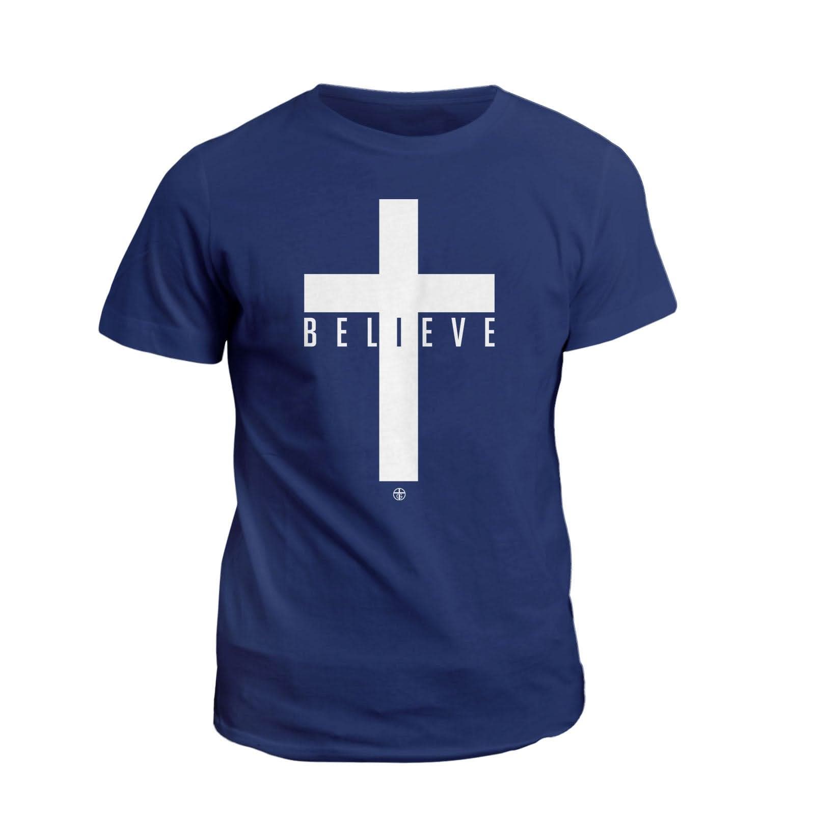 Our True God Apparel T-Shirt / Navy / S Cross Believe T-Shirt