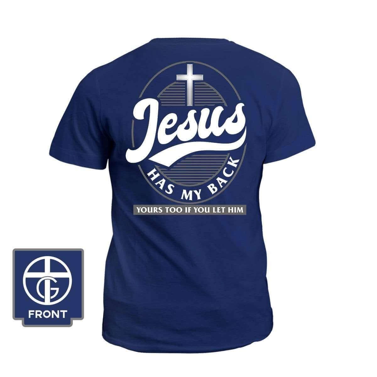 Buy Jesus Has My Back T-Shirt (Back Print) Online