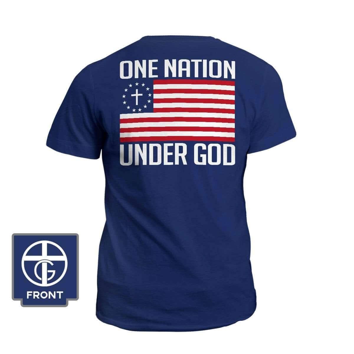 Our True God Apparel T-Shirt / Navy / S One Nation Under God T-Shirt - Back-Print Unisex Cotton Tee