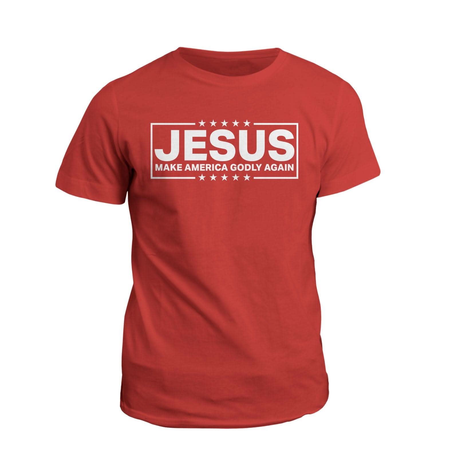 Our True God Apparel T-Shirt / Red / S Jesus Make America Godly Again T-Shirt