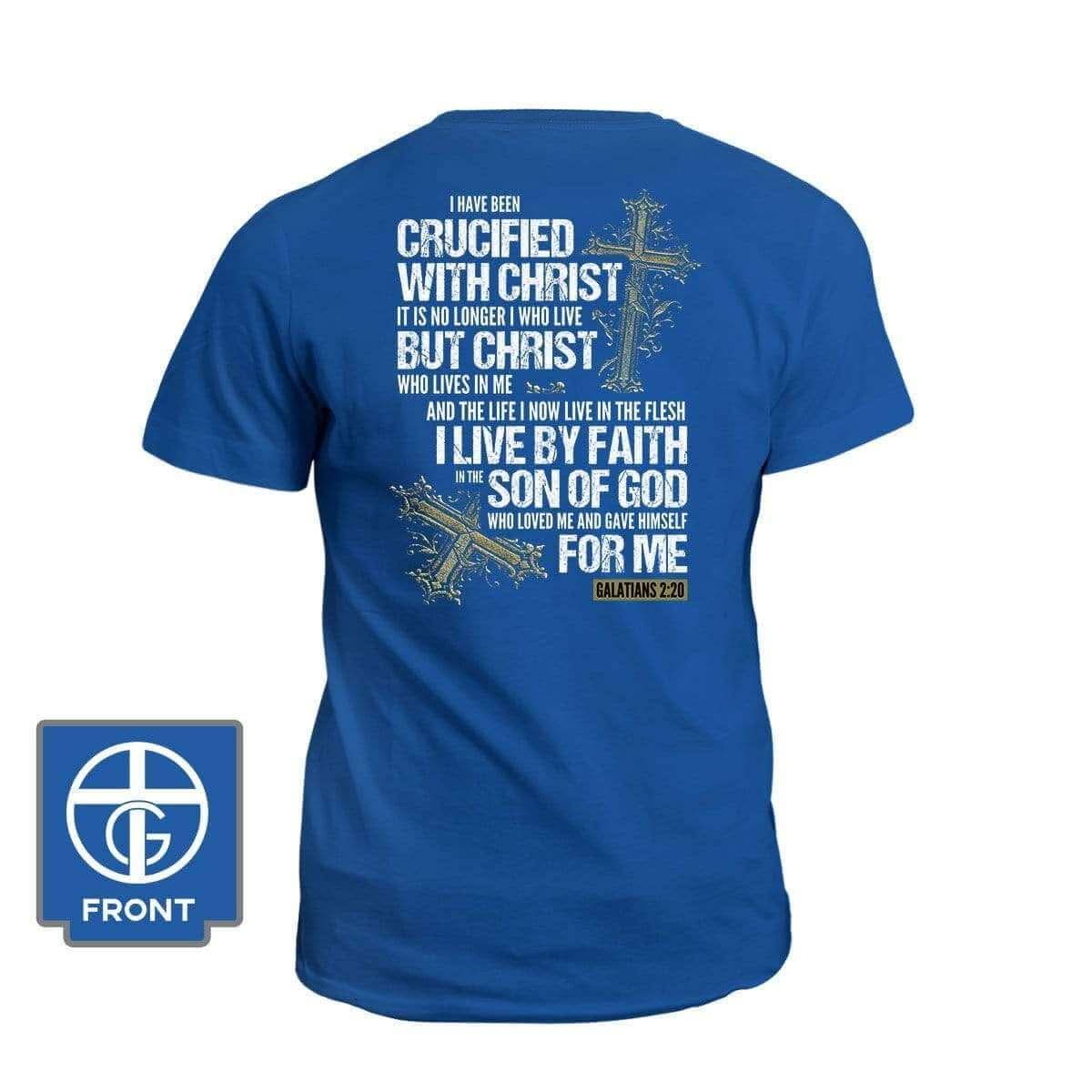 Our True God Apparel T-Shirt / Royal Blue / S Galatians 2 20 (Back Print)