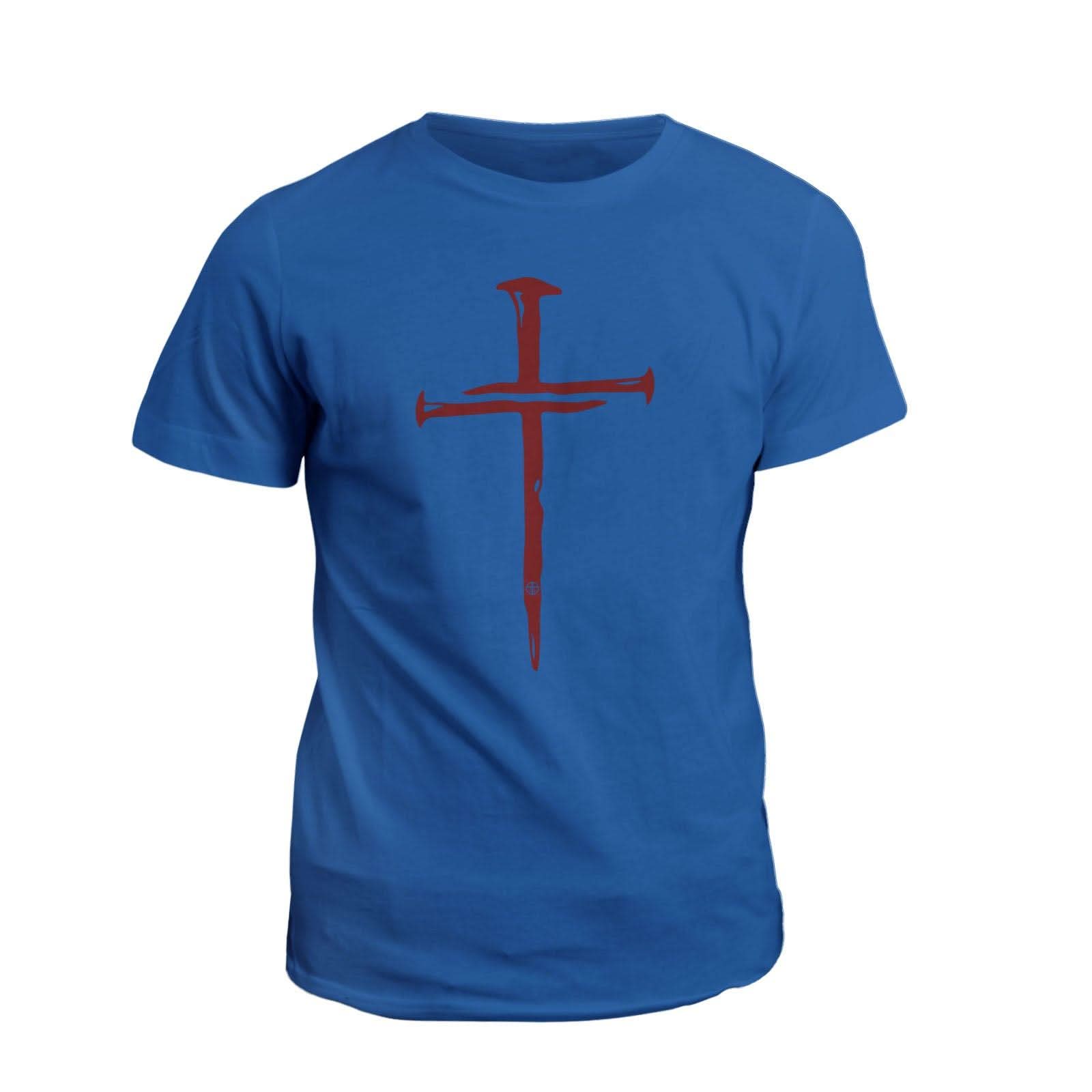 Our True God Apparel T-Shirt / Royal Blue / S Nail Cross Maroon T-Shirt