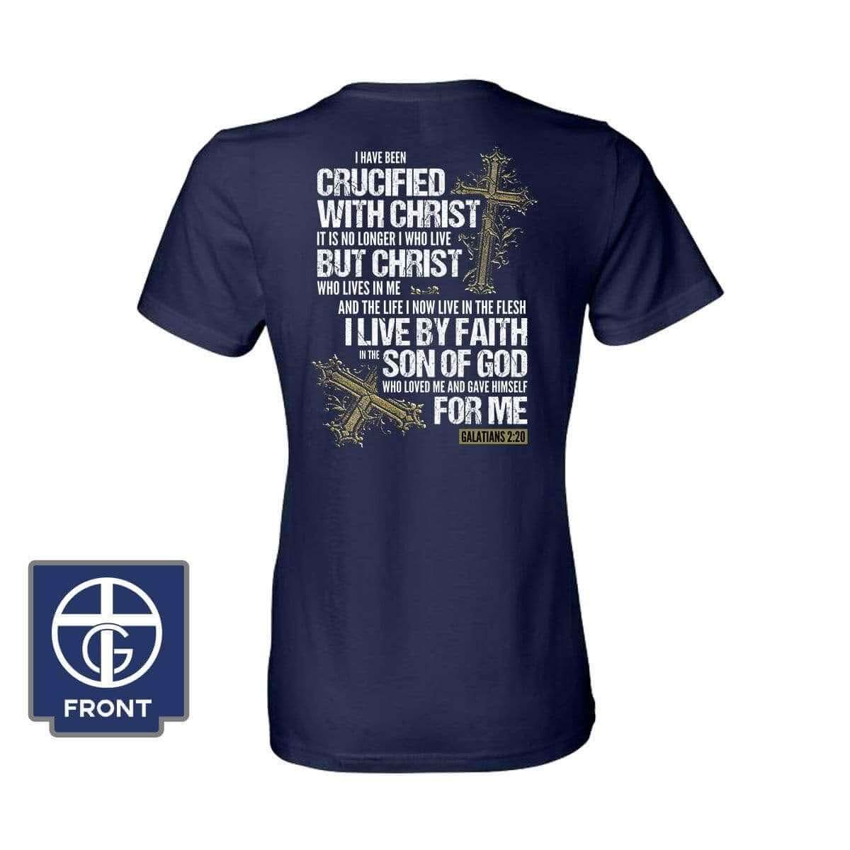Our True God Apparel Women's Shirt / Navy / S Galatians 2 20 (Back Print)