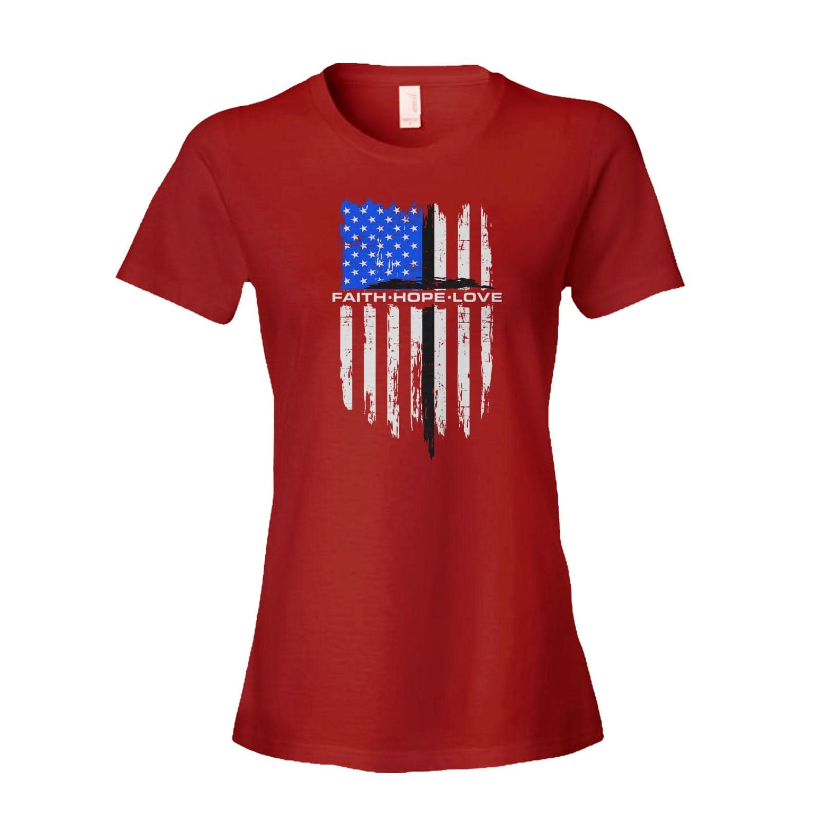Our True God Apparel Women's Shirt / Red / S Faith, Hope, Love