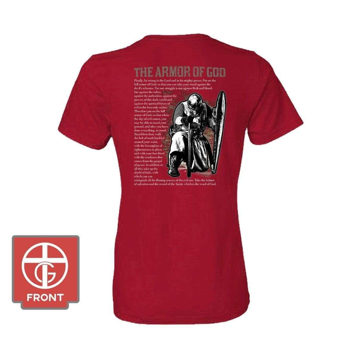 Our True God Apparel Women's Shirt / Red / S The Armor Of God (Back Print)