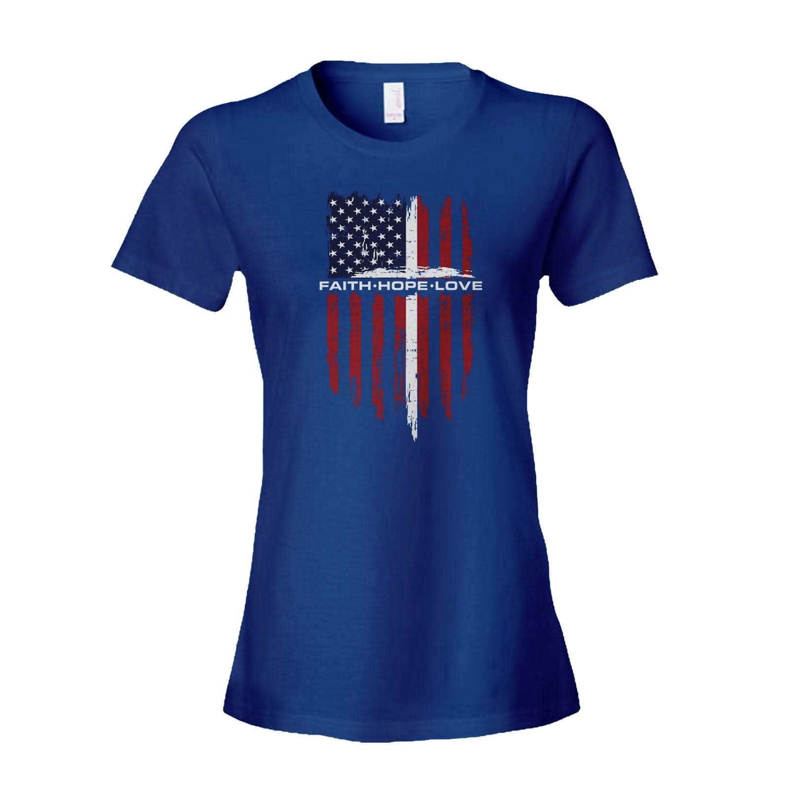 Our True God Apparel Women's Shirt / Royal Blue / S Faith, Hope, Love