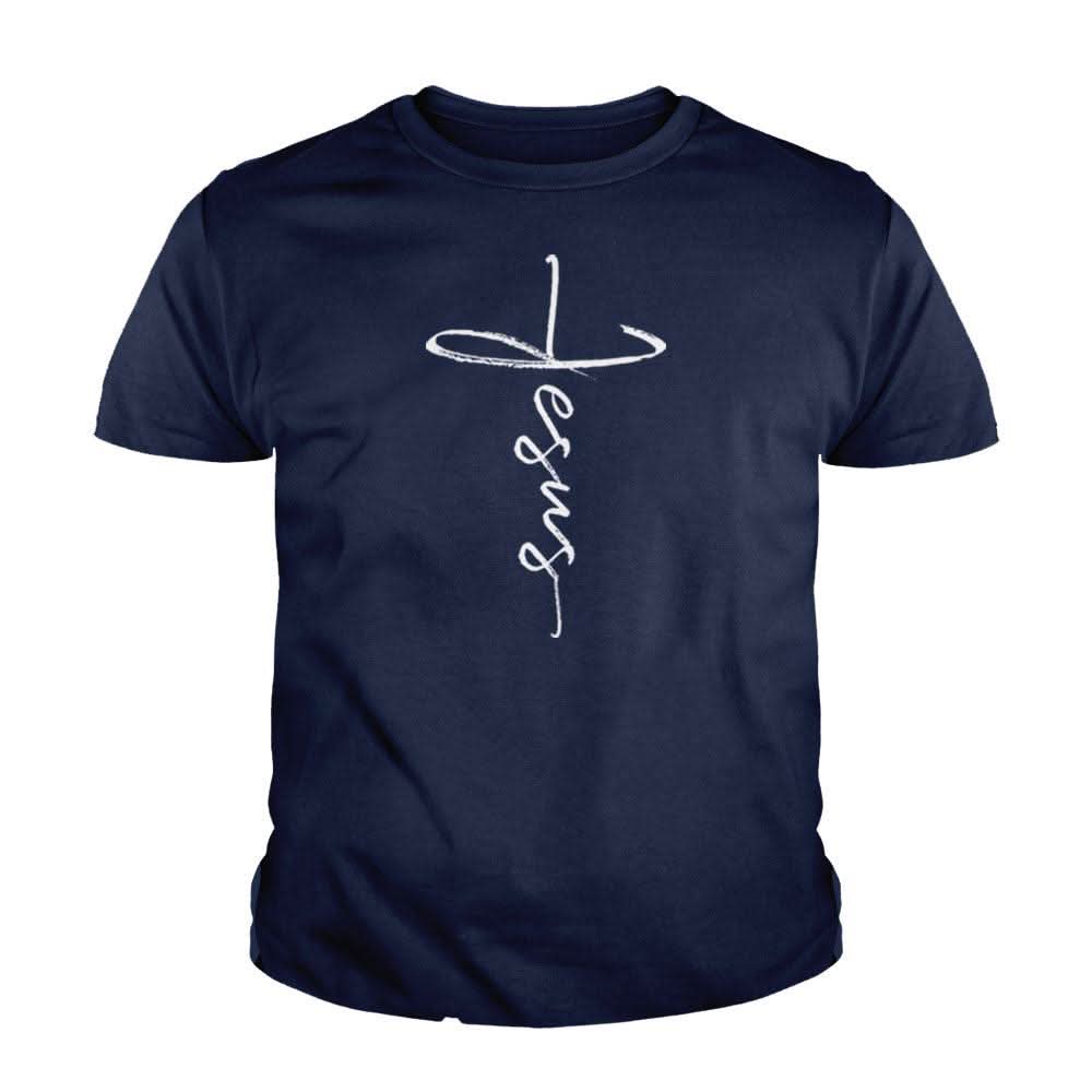 Our True God Apparel Youth / Navy Blue / XS Jesus Cross Kids Shirts