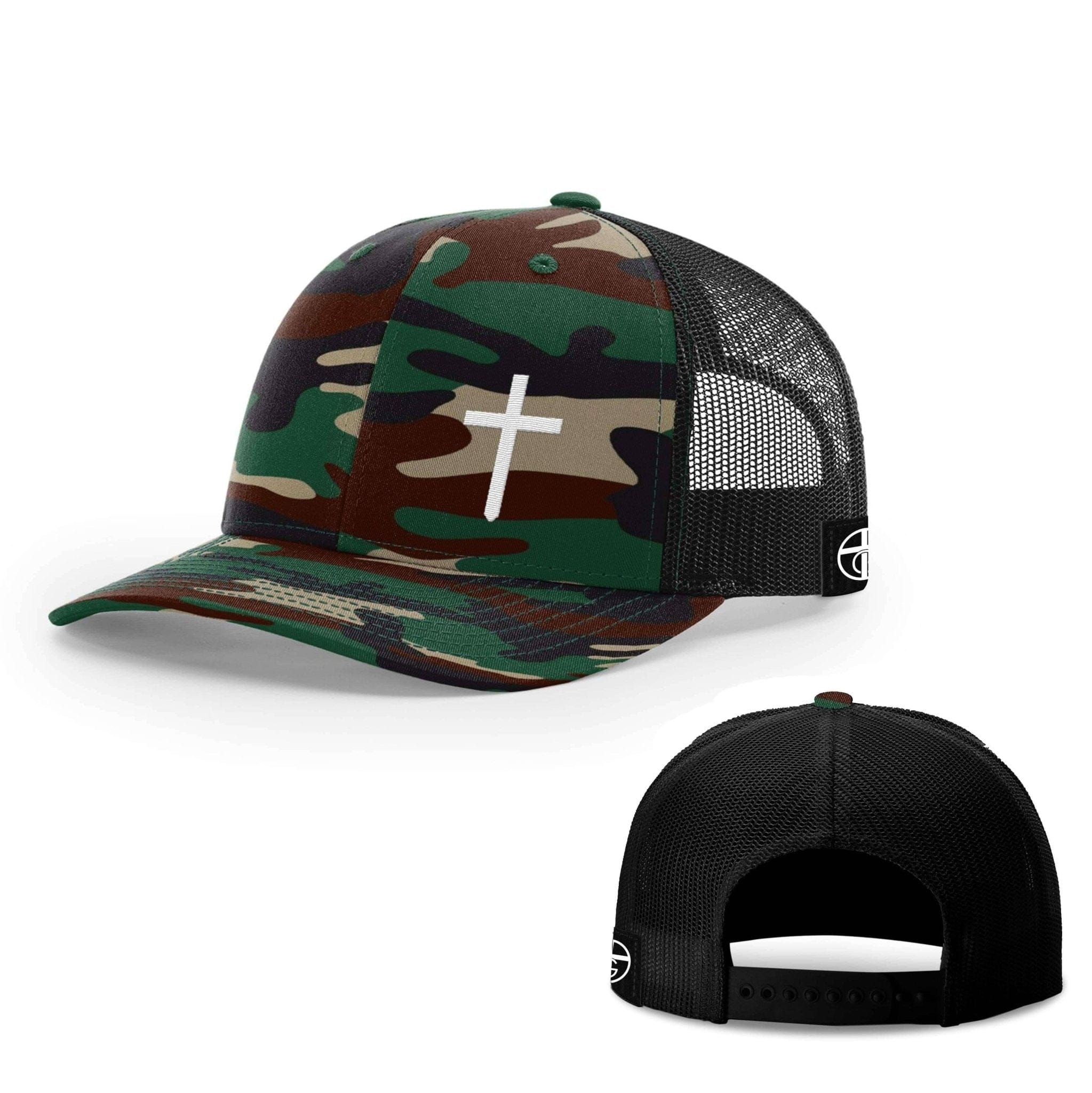 Our True God Hat Cross Lower-Left Embroidered Hat - Snapback, Flatbill, Flexfit