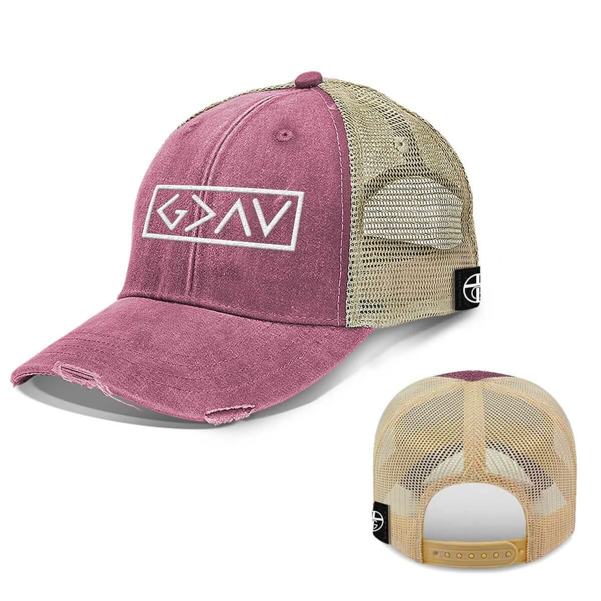 Our True God Hat God is Greater Than the Highs and Lows Hats Trucker Hats