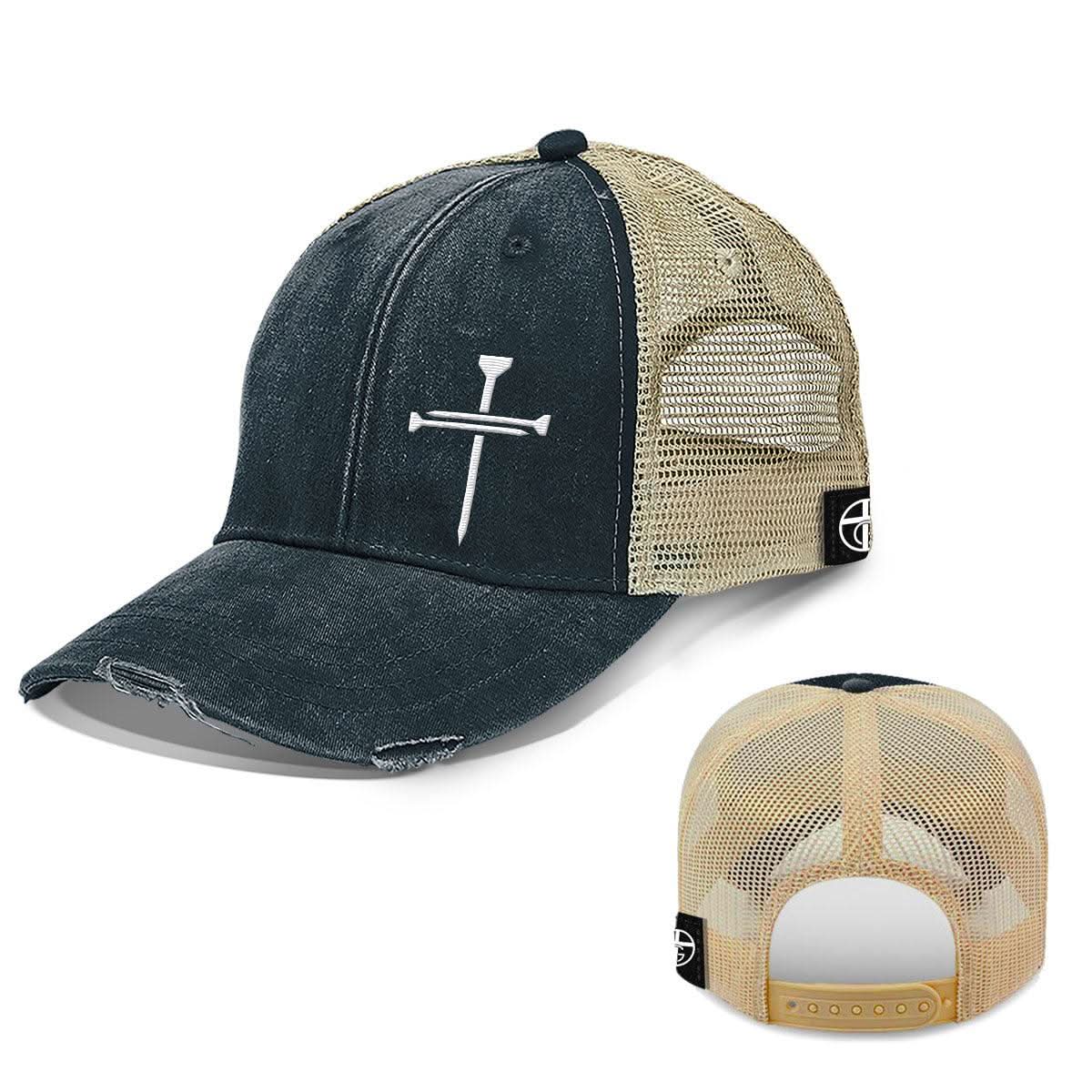 Our True God Hat Nail Cross Lower Left Trucker Hats