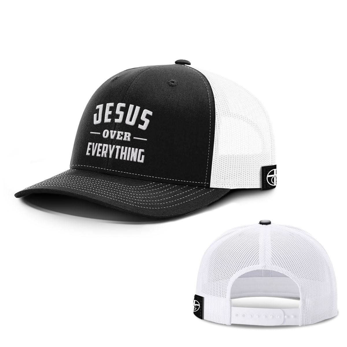 Our True God Hat Snapback / Black and White / One Size Jesus Over Everything Hats