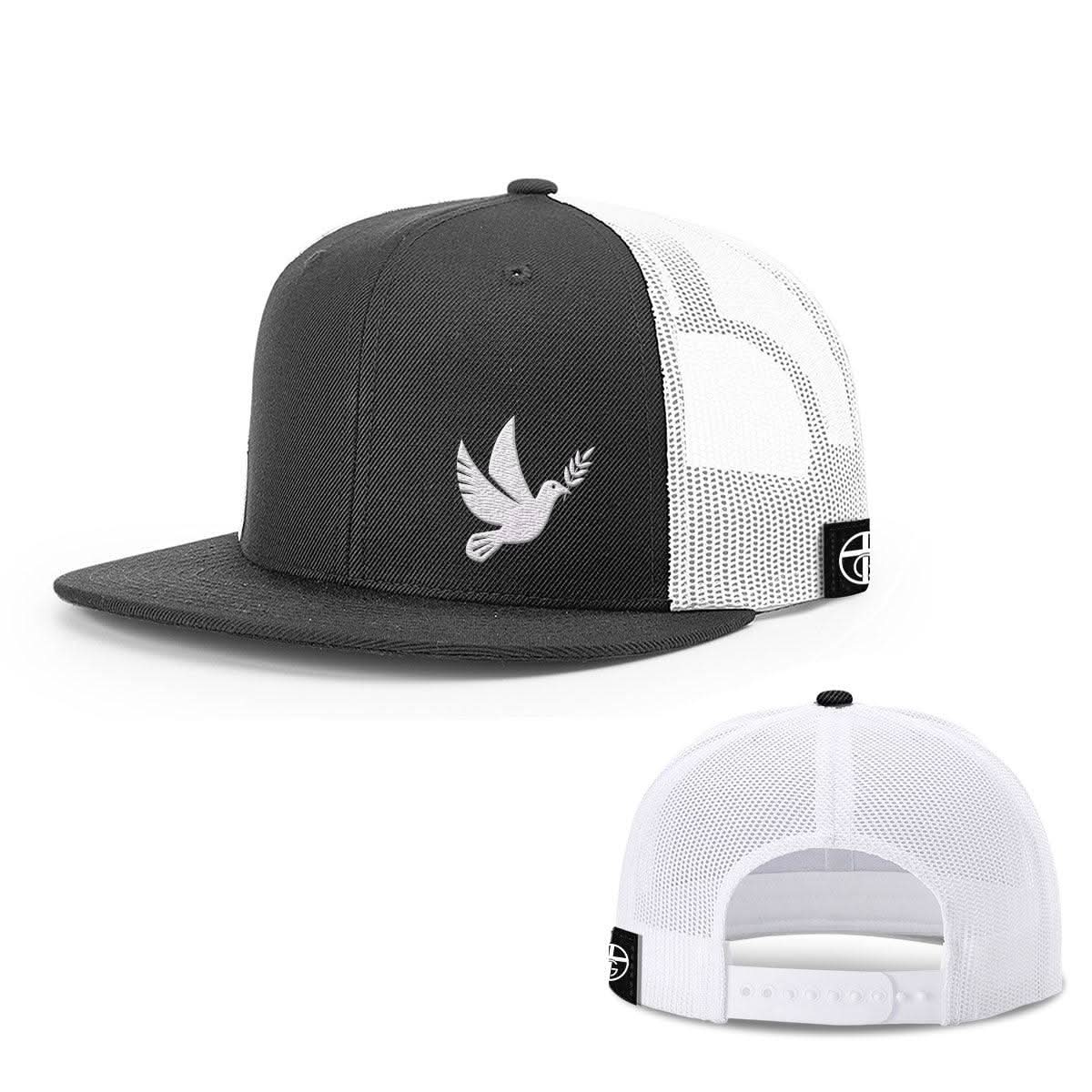 Our True God Hat Snapback Flatbill / Black and White / One Size Dove Lower Left Hats