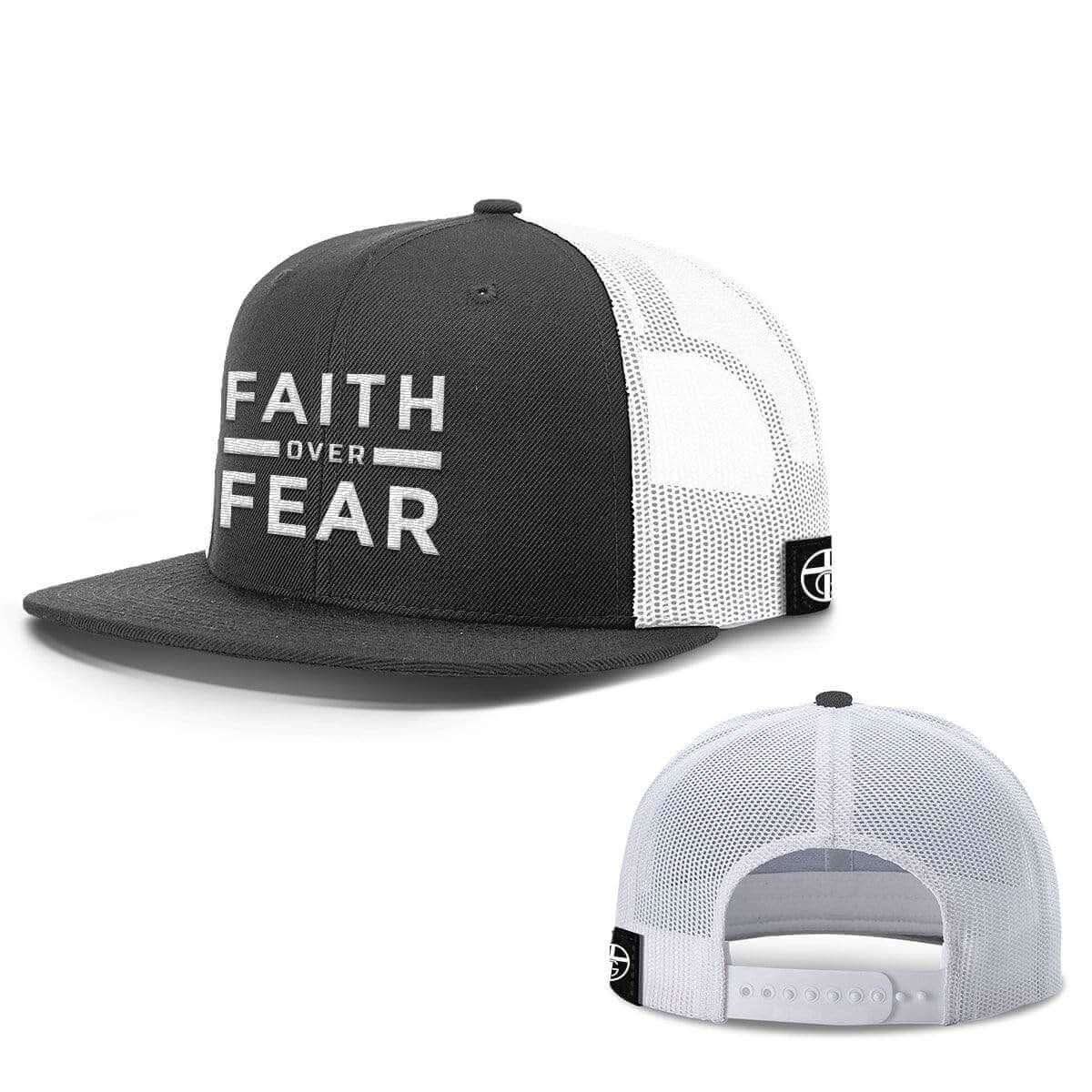 Our True God Hat Snapback Flatbill / Black and White / One Size Faith Over Fear Hats