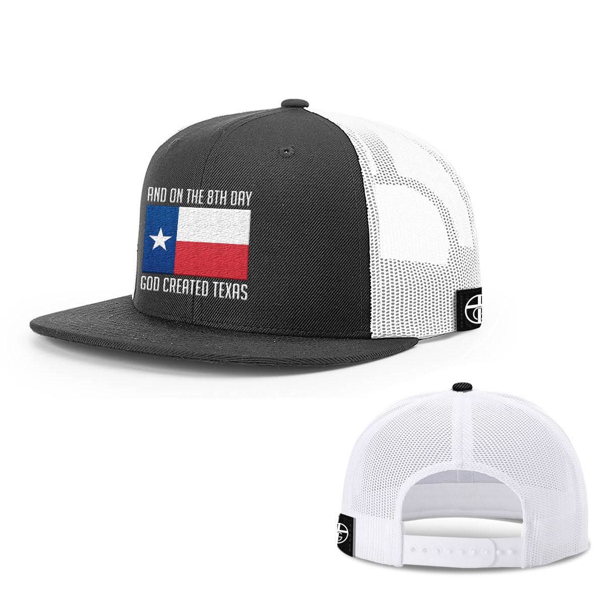 Our True God Hat Snapback Flatbill / Black and White / One Size God Created Texas Hats