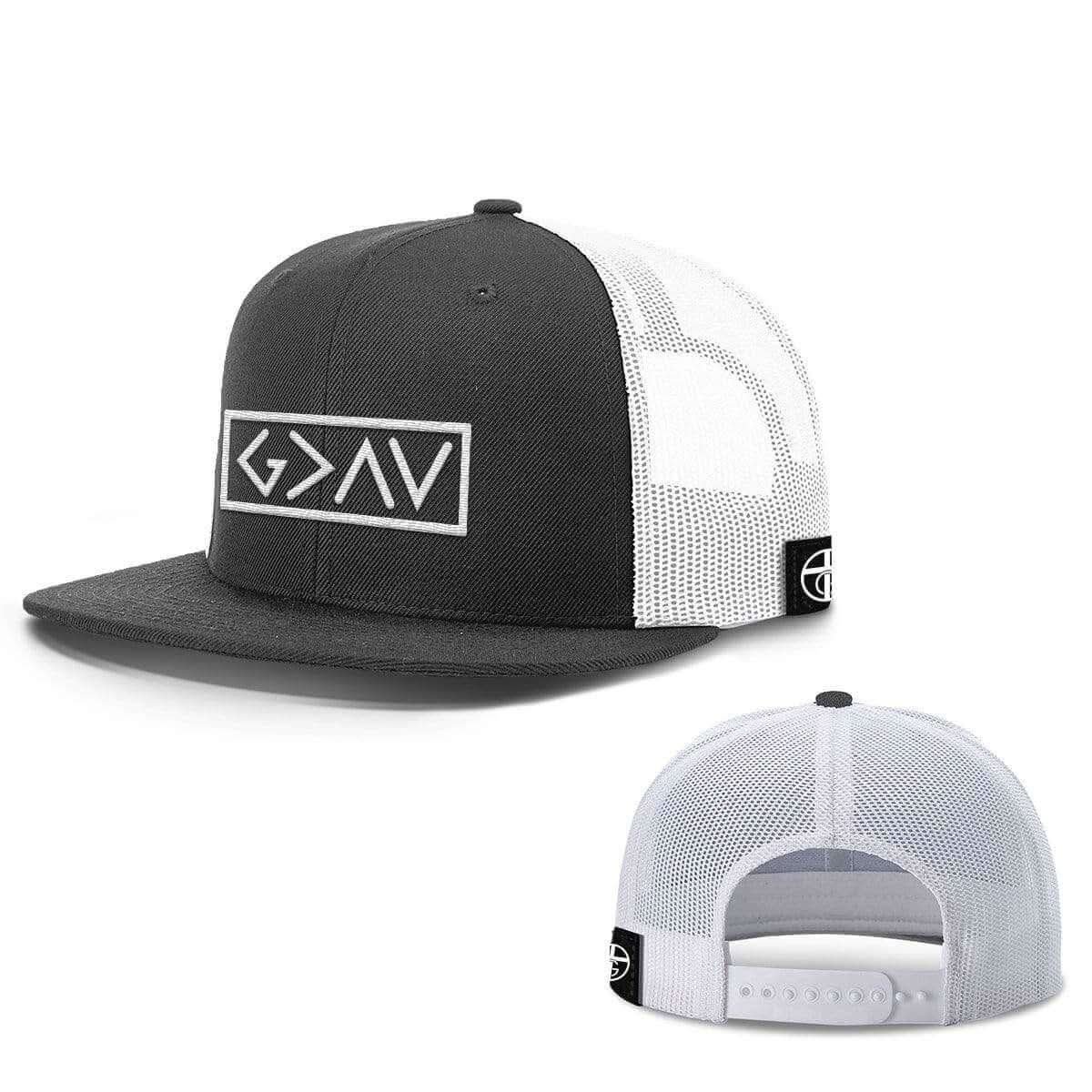 Our True God Hat Snapback Flatbill / Black and White / One Size God is Greater Than the Highs and Lows Hats