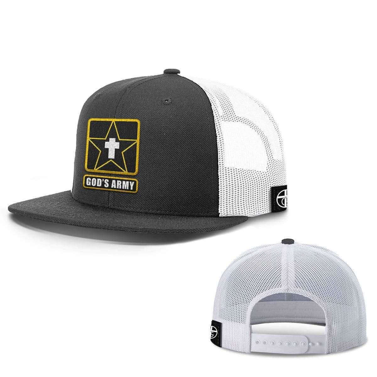 Our True God Hat Snapback Flatbill / Black and White / One Size God's Army Hats