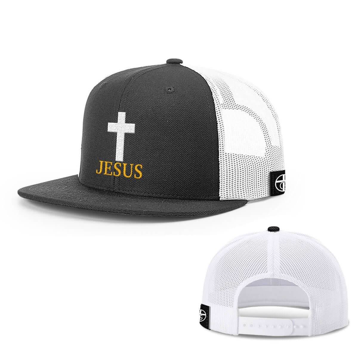 Our True God Hat Snapback Flatbill / Black and White / One Size Jesus Cross Hats