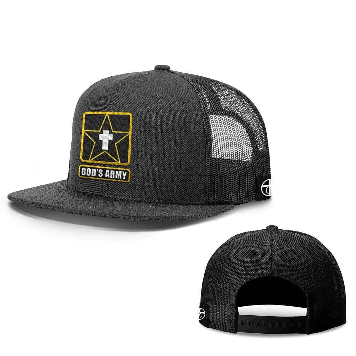 Our True God Hat Snapback Flatbill / Full Black / One Size God's Army Hats
