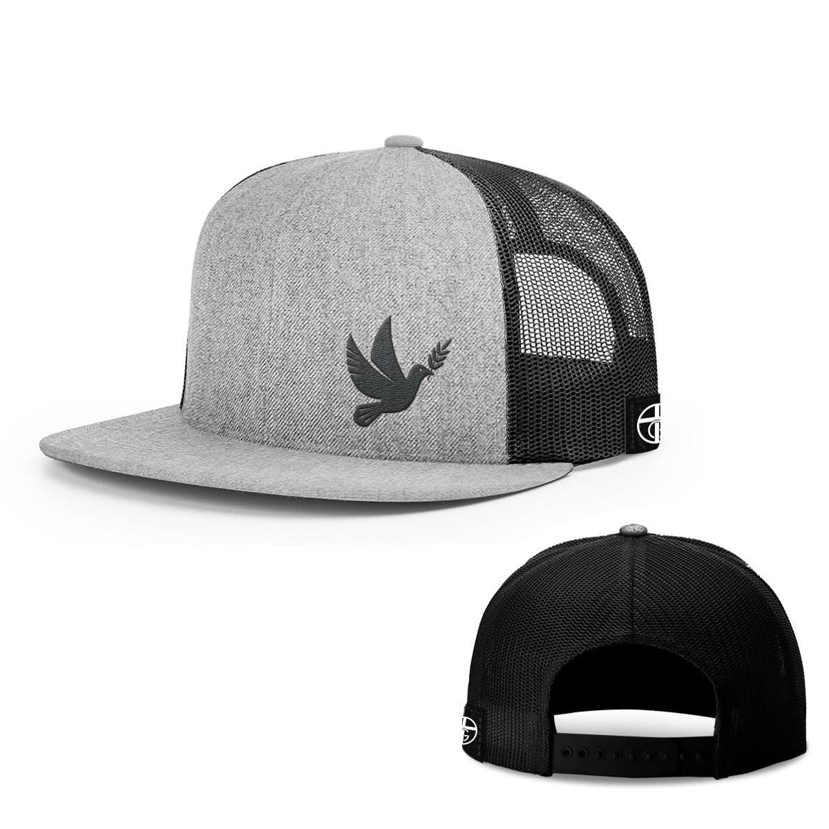 Our True God Hat Snapback Flatbill / Heather and Black / One Size Dove Lower Left Hats