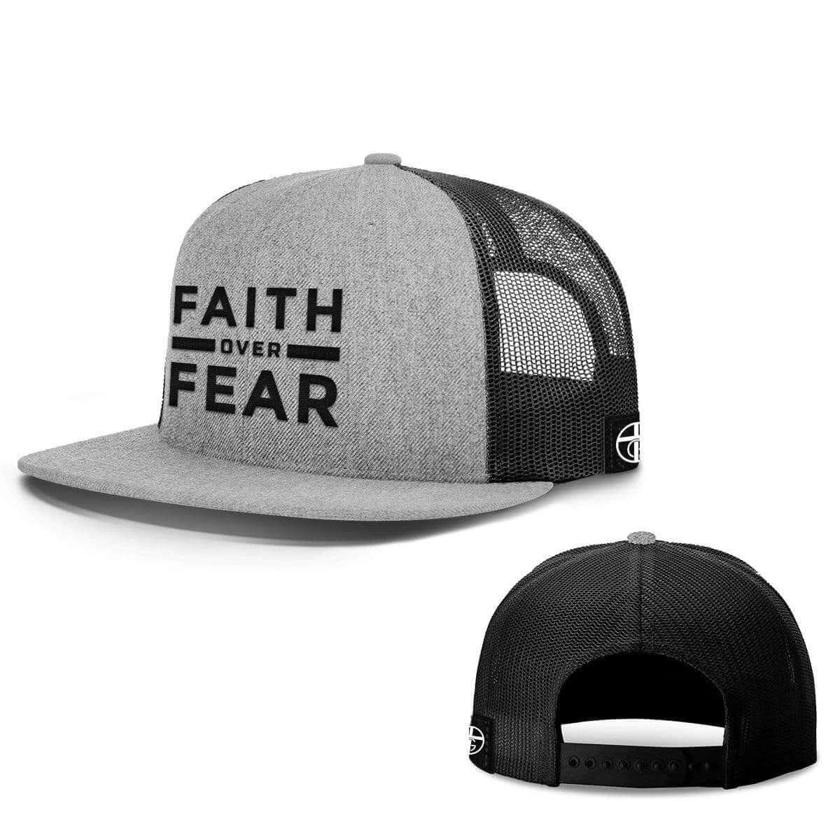 Our True God Hat Snapback Flatbill / Heather and Black / One Size Faith Over Fear Hats