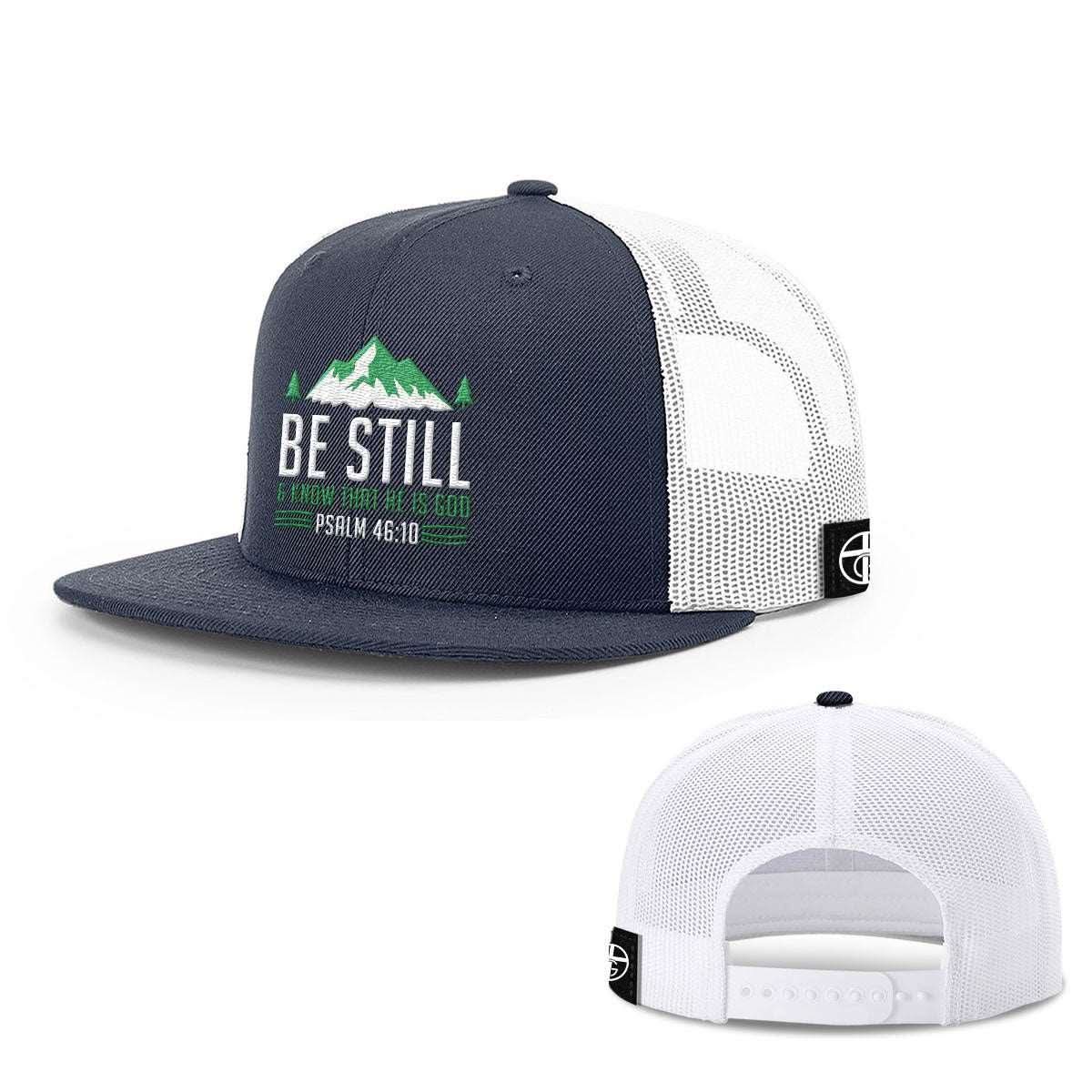 Our True God Hat Snapback Flatbill / Navy and White / One Size Be Still And Know Hats