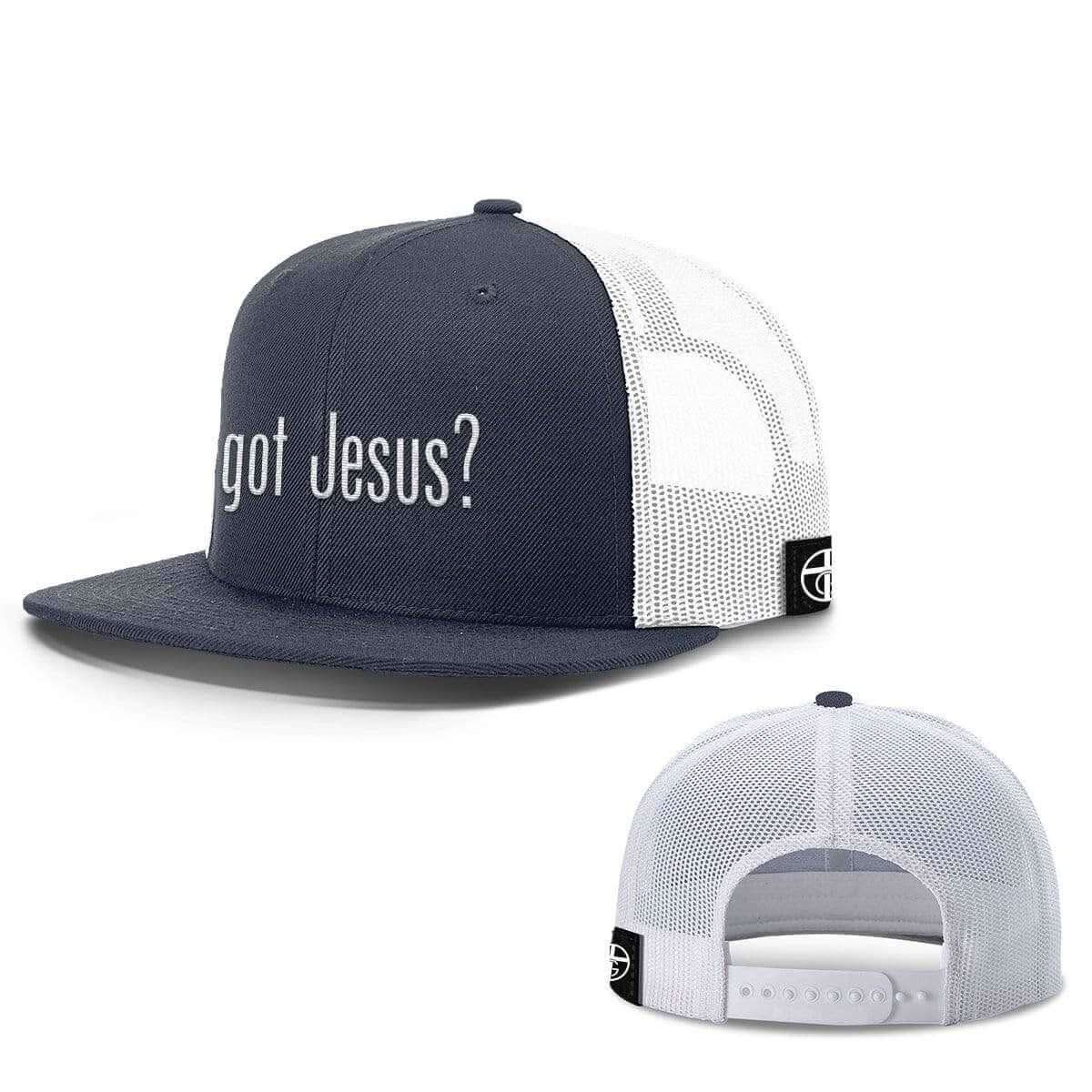 Our True God Hat Snapback Flatbill / Navy and White / One Size Got Jesus Hats