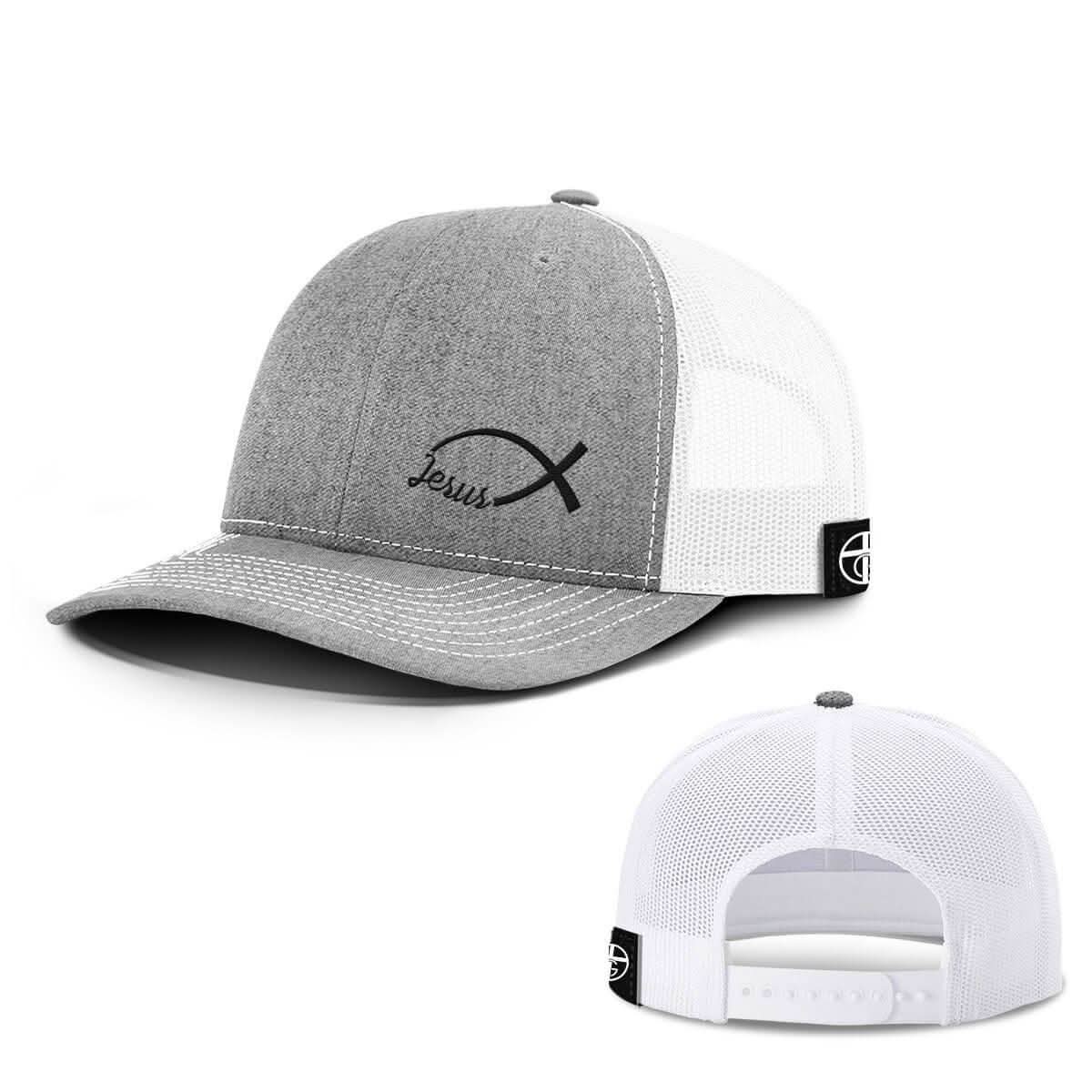 Our True God Hat Snapback / Heather and White / One Size Jesus Fish Lower Left Hats