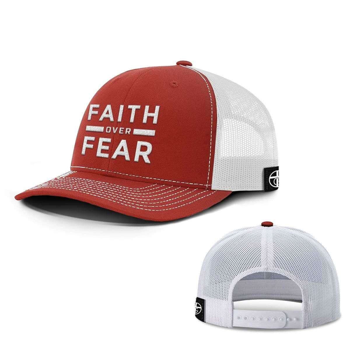 Our True God Hat Snapback / Red And White / One Size Faith Over Fear Hats